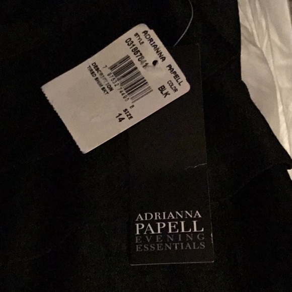 ADRIANNA PAPELL BLACK TIERED RUFFLED EVENING SKIRT - Picture 3 of 6